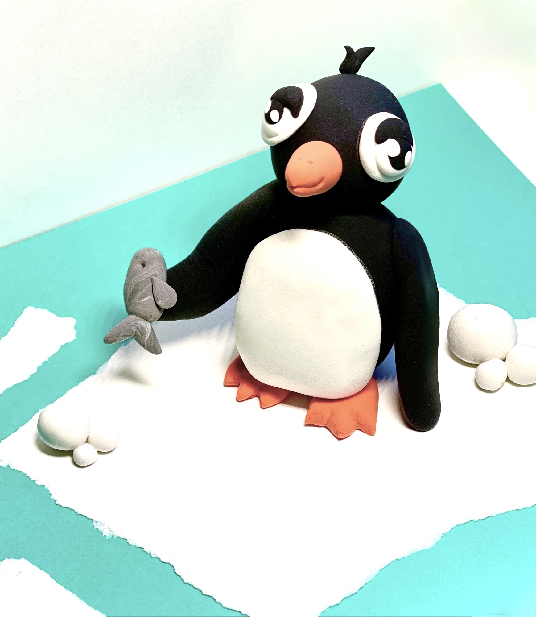 clay penguin model