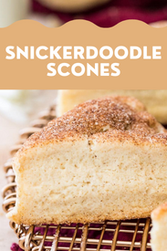 snickerdoodle scones image with text that reads Snickerdoodle Scones