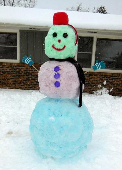 snowman colored with food color