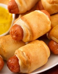 hot dog wrapped in dough