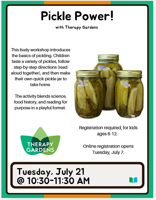 Pickle Power class on July 21 at 10:30 AM