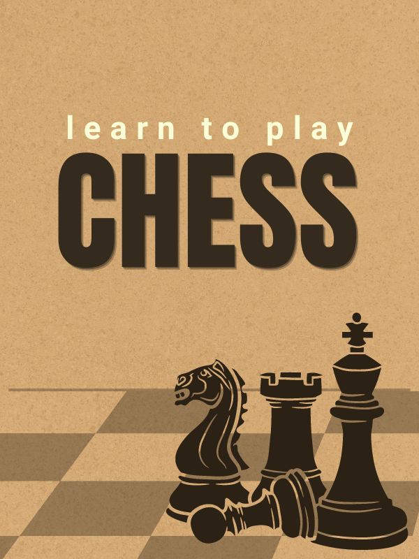 chess board and pieces with text that reads learn to play chess 