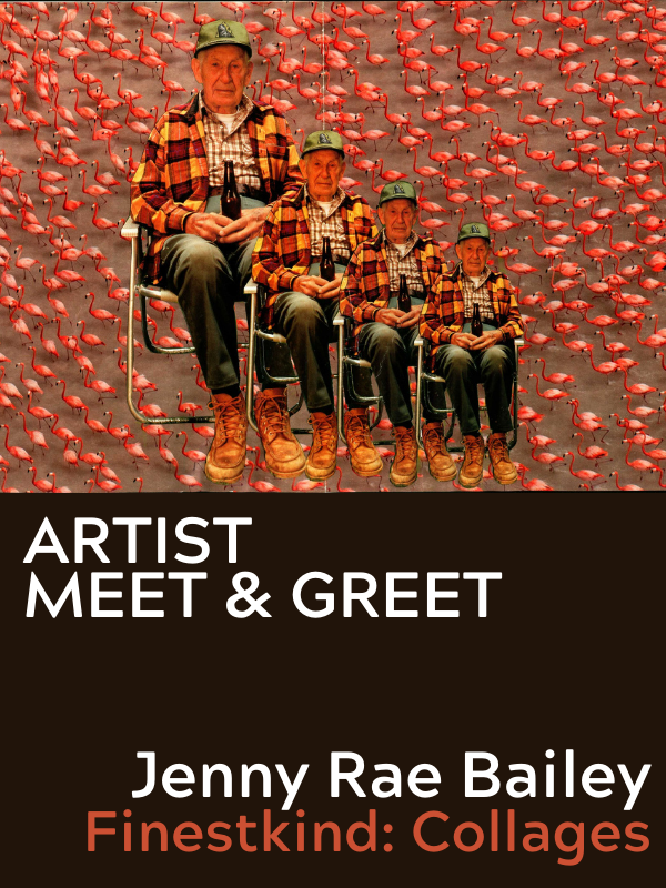 Jenny Rae Bailey collage image with text that reads Artist Meet & Greet Jenny Rae Bailey
