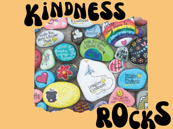 painted rocks with text that reads kindness rocks